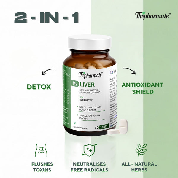 Liver Detox Supplement with N-Acetyl Cysteine (NAC), Milk Thistle 80% Silymarin – 60Tablets