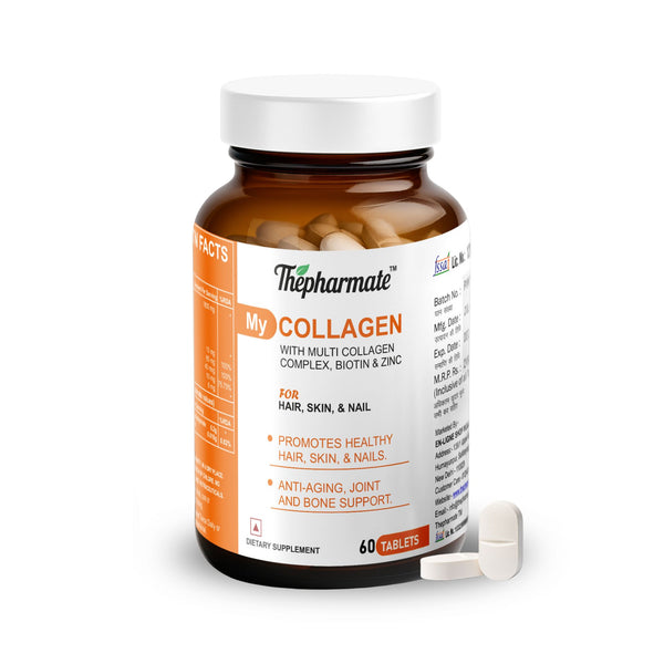 Multi Collagen Tablets with Biotin, Zinc & Hyaluronic Acid – Type I, II, Fish CollagenPeptides, Eggshell Collagen – For Hair, Skin, Nails, Joints & Bones – No Sugar – 60Tablets