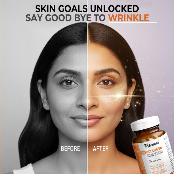 Multi Collagen Tablets with Biotin, Zinc & Hyaluronic Acid – Type I, II, Fish CollagenPeptides, Eggshell Collagen – For Hair, Skin, Nails, Joints & Bones – No Sugar – 60Tablets