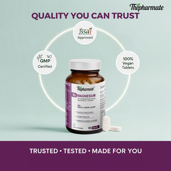 Magnesium Glycinate TabletSupplement with L-Threonate, Melatonin, L-Theanine, Apigenin &Vitamin B6 – For Sleep, Muscle Recovery & Nerve Health – Sugar-Free – 120 Tablets