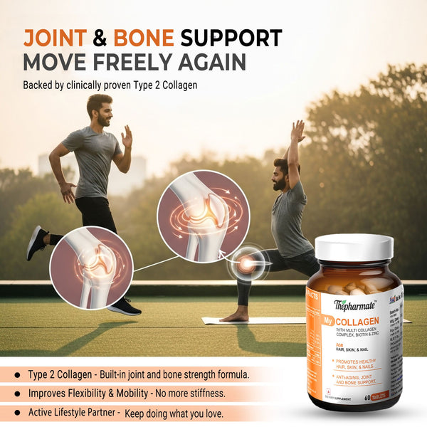 Multi Collagen Tablets with Biotin, Zinc & Hyaluronic Acid – Type I, II, Fish CollagenPeptides, Eggshell Collagen – For Hair, Skin, Nails, Joints & Bones – No Sugar – 60Tablets