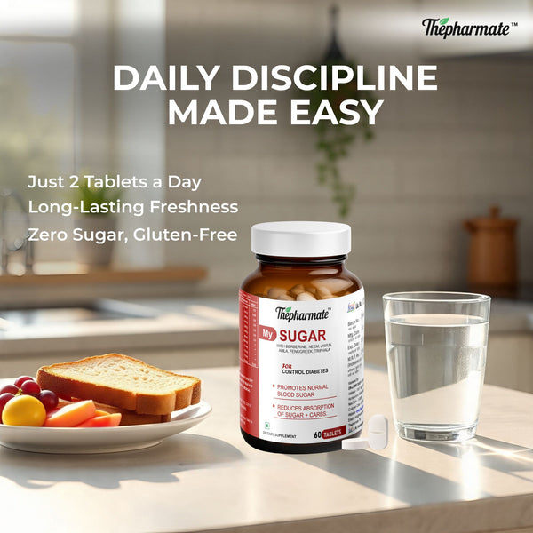 Blood Sugar Support Tablets with Berberine 98%, Fenugreek, Jamun Seed, Karela, Neem,Triphala & Chromium – Natural Diabetes Support Supplement – Sugar-Free – 60 Tablets