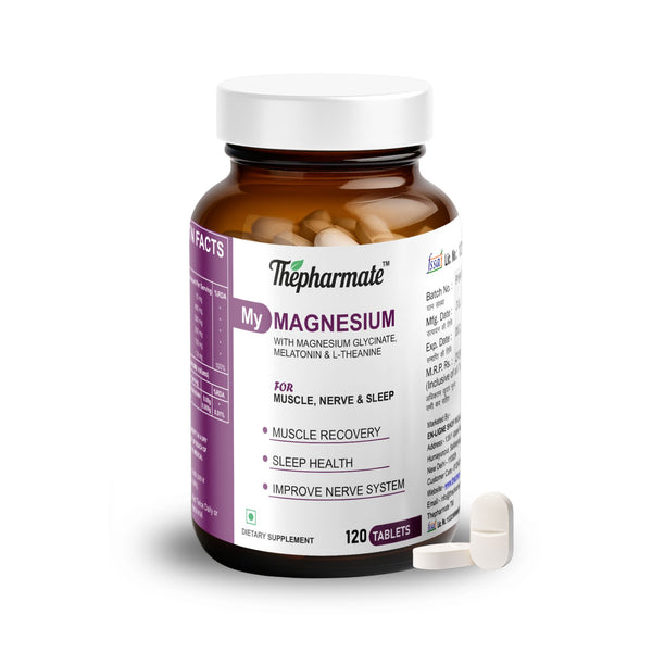 Magnesium Supplement with Glycinate, L-Threonate, Melatonin, L-Theanine, Apigenin &Vitamin B6 – For Sleep, Muscle Recovery & Nerve Health – Sugar-Free – 120 Tablets