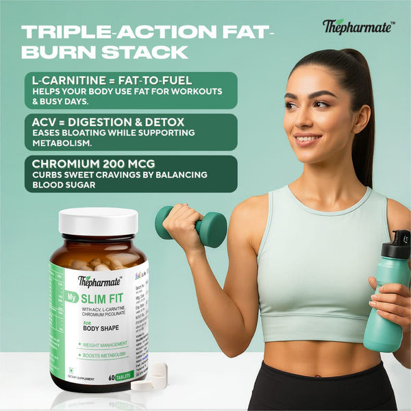Slimming Tablets with L-Carnitine, Apple Cider Vinegar & Chromium Picolinate – 60 Tablets