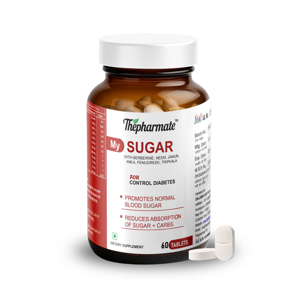 Blood Sugar Support Tablets with Berberine 98%, Fenugreek, Jamun Seed, Karela, Neem,  Triphala & Chromium – Natural Diabetes Support Supplement – Sugar-Free – 60 Tablets